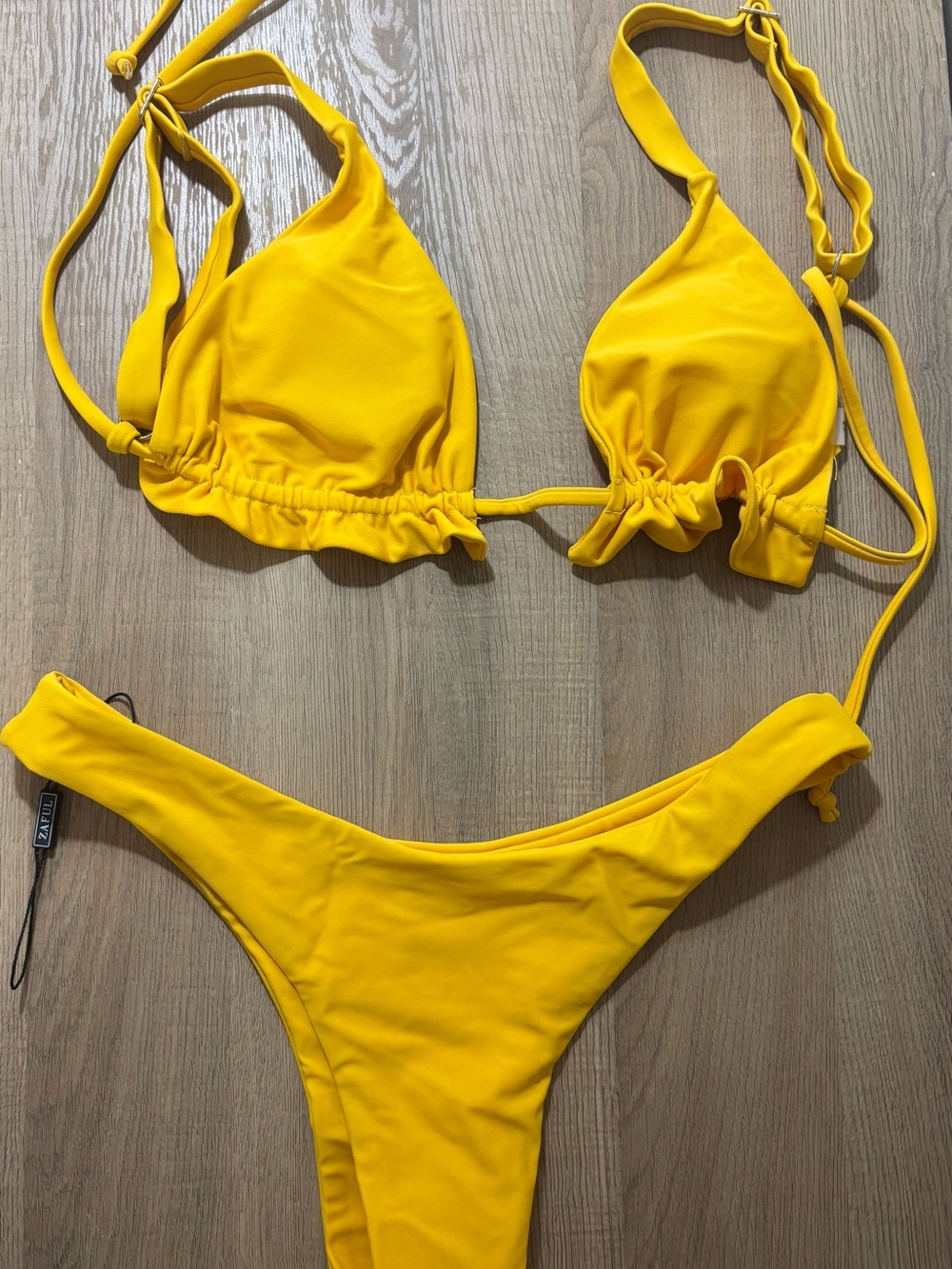 Zaful Bright Yellow String Bikini Set